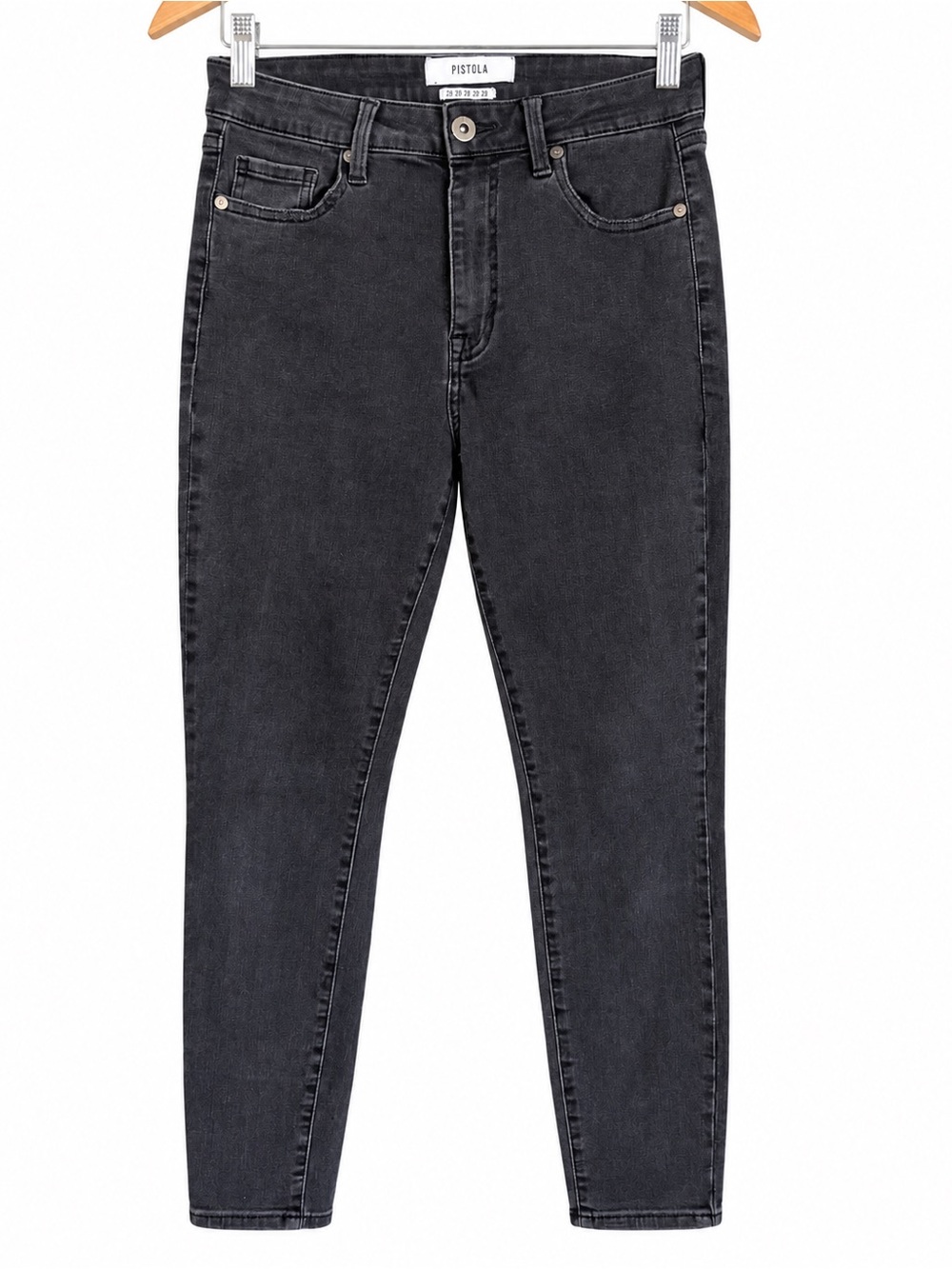 Pistola Revolve Size 28 Mid Rise 10" Skinny Jeans Faded Black Stretch Denim